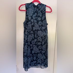 Paisley sleeveless summer dress in Navy